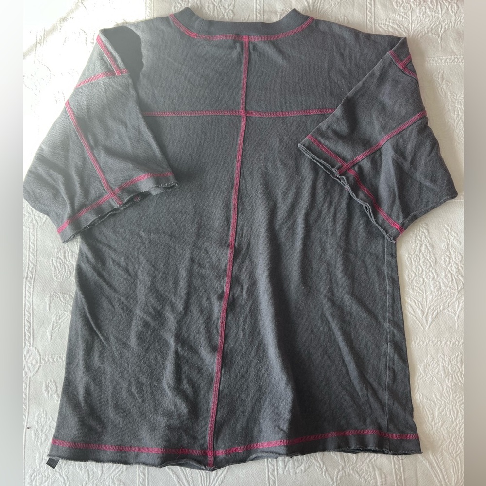 urban outfitters size small grey shirt with pink stitching